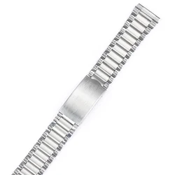 Elegant Silver and Gold Stainless Steel Folding Buckle Watch Band Strap with 3 - Bead Design - 18mm (Silver)