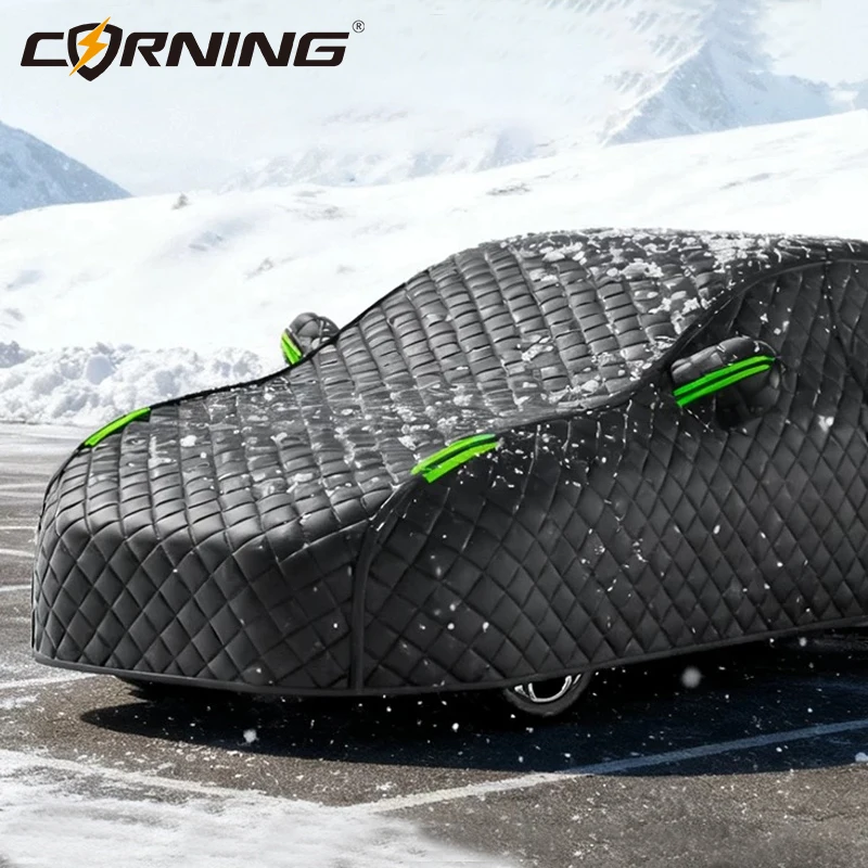 Winter Auto Abdeckung Outdoor Schutz Volle Außen Auto Schnee Abdeckungen Sonnenschirm Staubdicht Markise Universal für Fließheck Limousine SUV – Detail 3