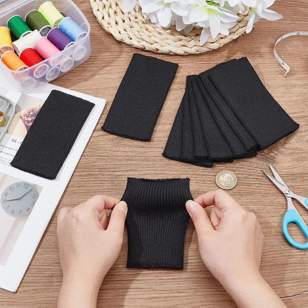 Rib Knit Fabric 10 Pcs about 4.33 Inch Stretch Knit Threaded Hem Cuff about 2.36 Inch(6cm) Wide Polyester Ribbing Fabric rib knit fabric