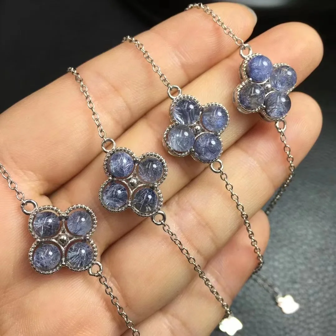 

925 sterling silver chain bracelet hand made healing crystal gemstone fine jewelry natural dumorterite bracelet