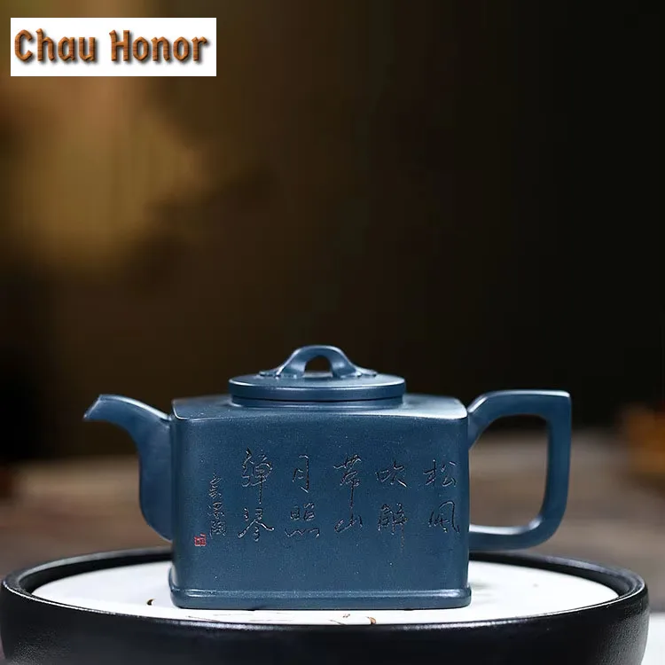 330ml Yixing Raw Ore Azure Clay Handmade Household Purple Clay Health Preserving Teapot Kung Fu Tea Set Tea Ceremony Drinkware