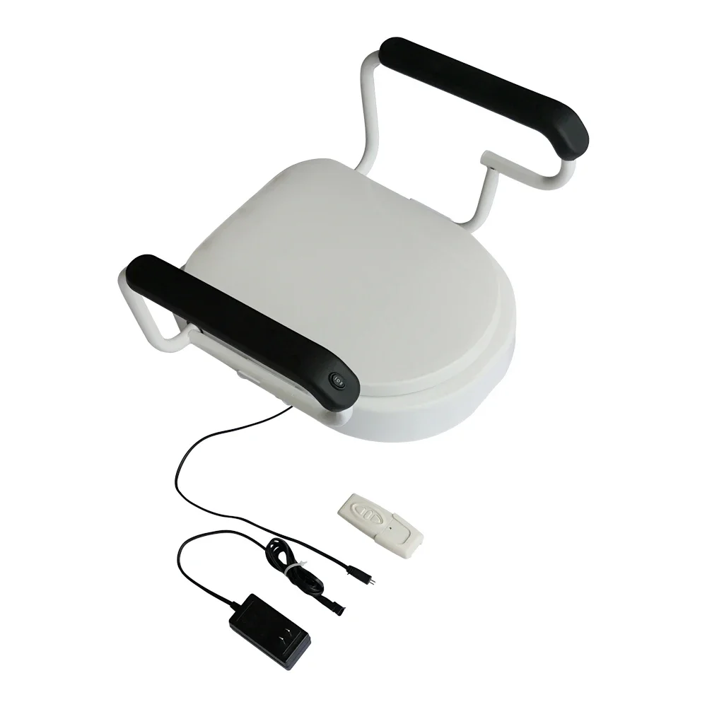 2020 new design D shape electric freestanding toilet seat handrail helper lift with motor for elderly handicap disabled person 2