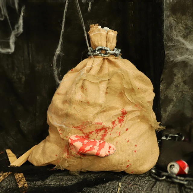 Halloween Decoration Jute Bag Corpse Bloody Broken Leg Electric Sound Toys Scary Prank Props Haunted House Party Decor Pendant 1