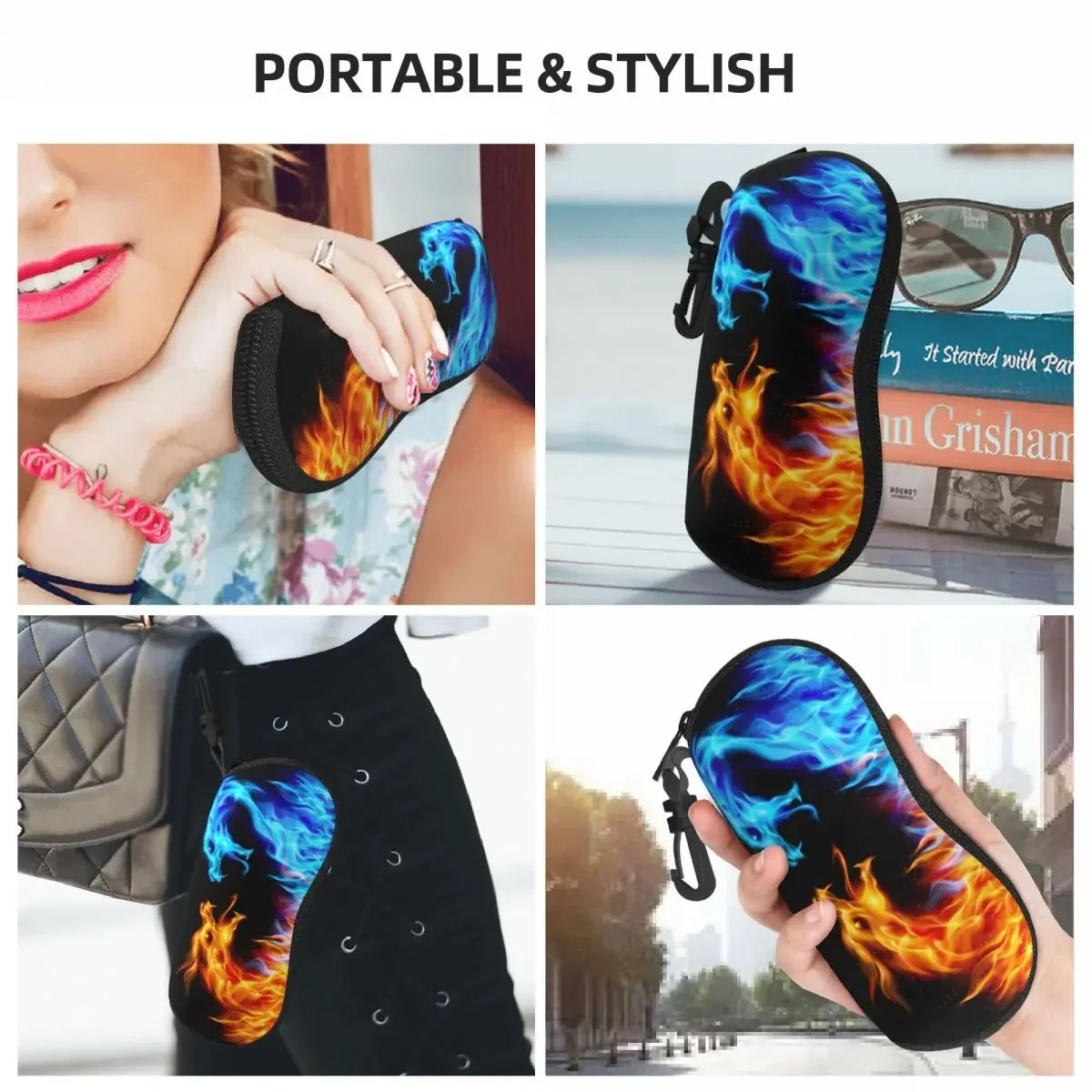 Red Fire Against Blue Ice Dragon Glasses Case Fashion Shell Eyeglasses Case Sunglasses Box