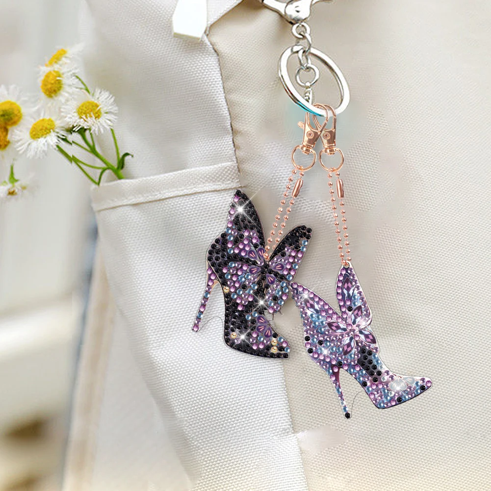 5pcs Diamond Art Keychains Diamond Mosaic Kit DIY Gem Keychains Lady Bag  Pendant