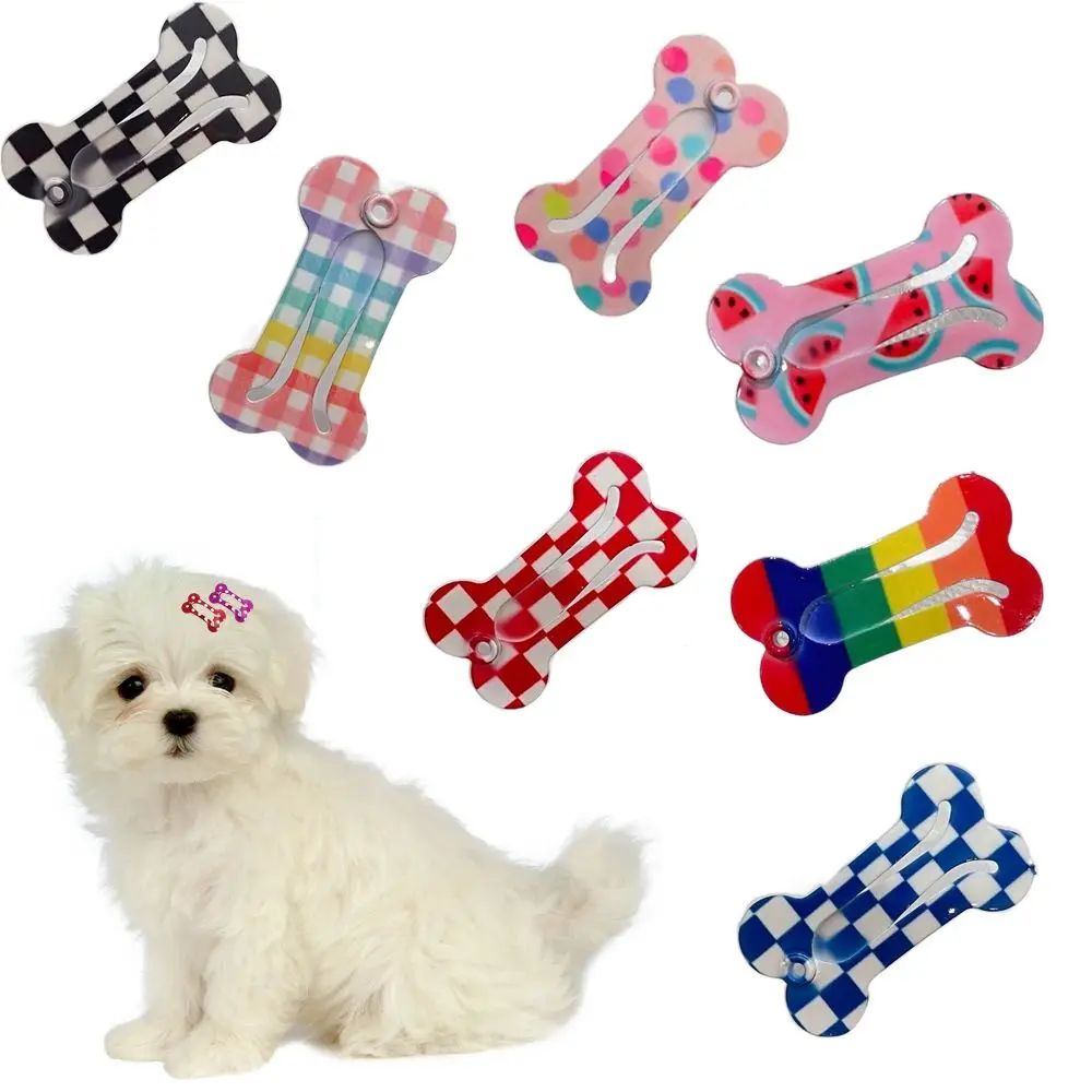 5Pcs Pet Colorful Hairpin Puppy Mini Dog Bone Hair Clips Pet Hair