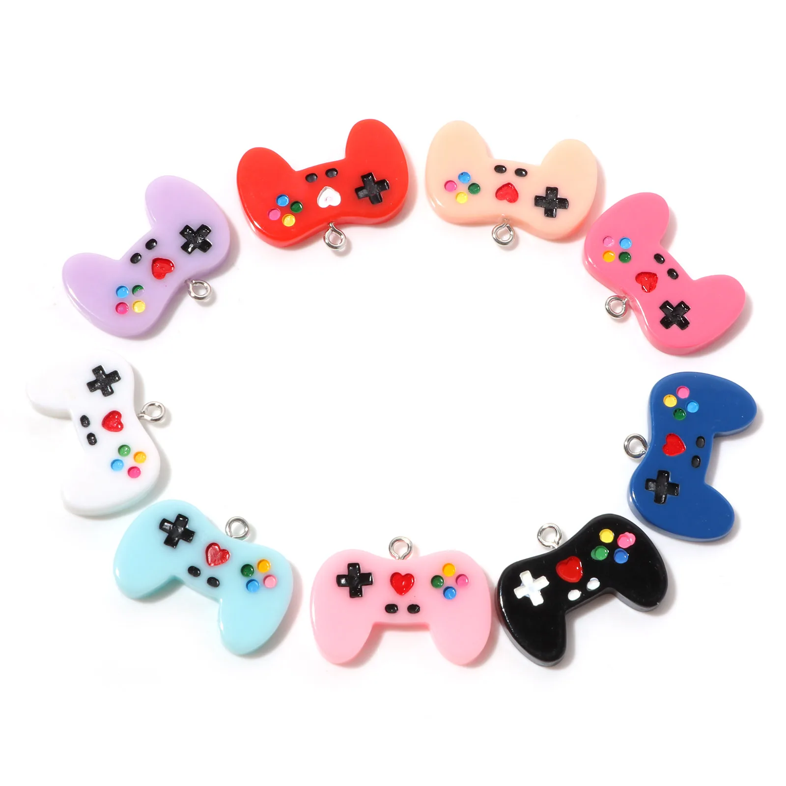 Cartoon Resin Charms Video Game Controller Multicolor Pendant DIY Making Necklace Bracelets Women Jewelry Gifts 27mm