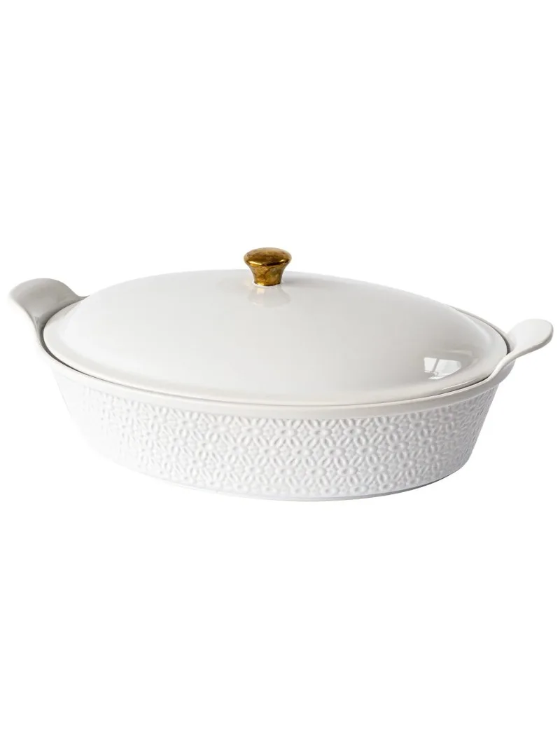 

Sofia Home White Oval Stoneware Casserole Dish with Lid by Sofia Vergara