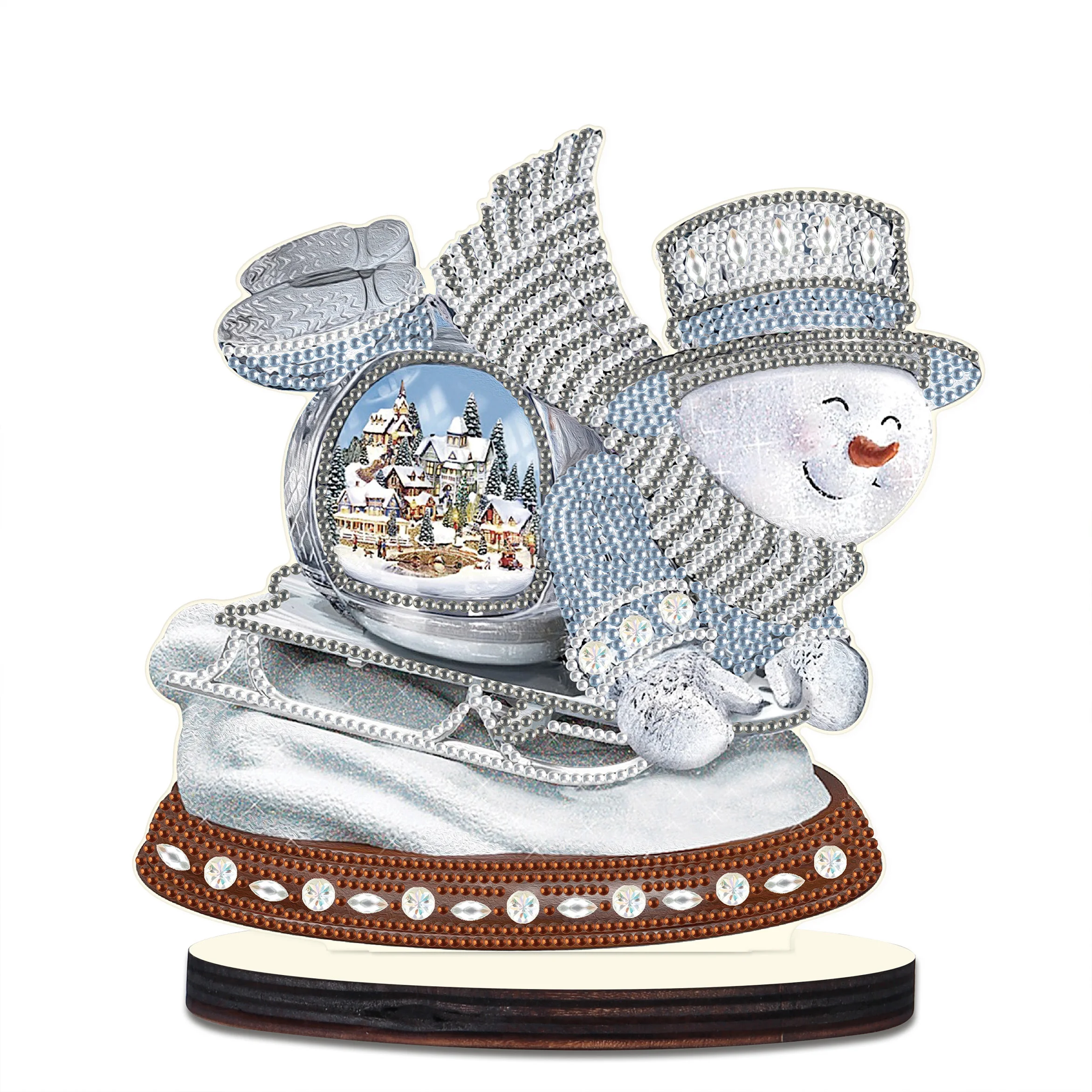 Diamond Art Painting Kit Skateboard Snowman Special Shape Diamond Art Desktop Decorate Set Crafts Home Christmas Desktop Gifts