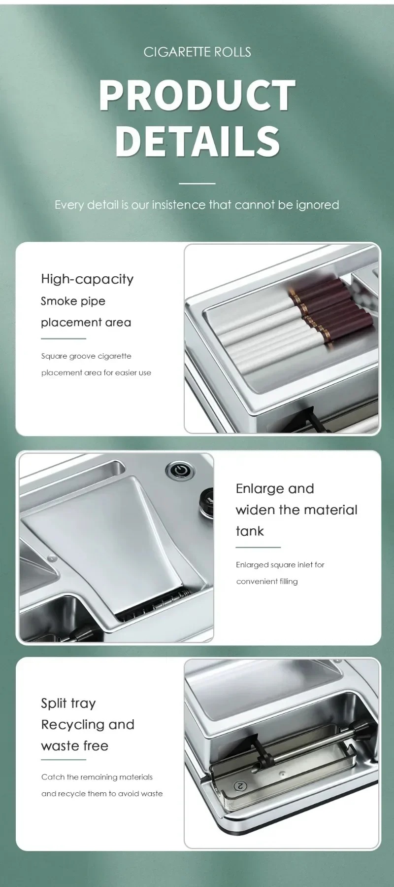 Máquina laminadora de cigarrillos eléctrica infrarroja, inyector de tubo de doble uso de 6,5/8mm, rodillo de llenado de 