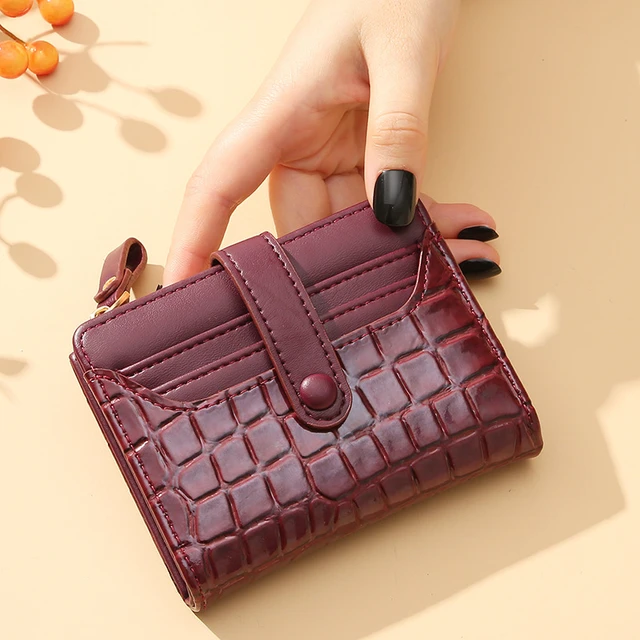 Leather Small Wallets Women Luxury Brand Design Splicing Short