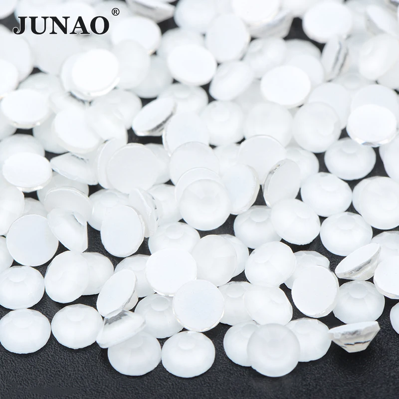 JUNAO Bulk Package SS6 8 10 12 16 20 30 White Opal Glass Rhinestones Wholesale Flatback Strass Non Hotfix Crystals For Tumblers