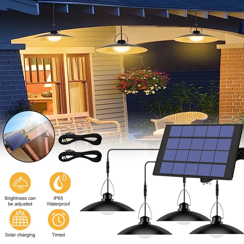 

LED Solar Pendant Light Remote Control Outdoor Waterproof Wall Lamp Garden Yard Street Lighting Sunlight Powered Emergency Light