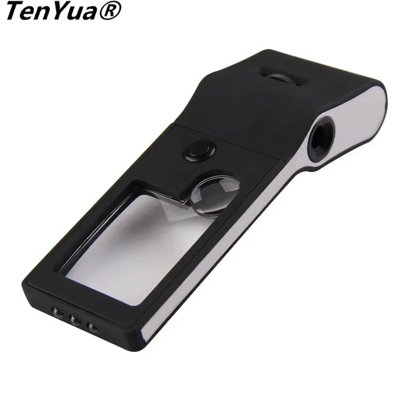 

TenYua Multifunctional Handheld 6 in 1 LED Pocket Magnifier 3X 10X Jeweler Magnifier 55X Microscope with 4 Speed Switch UV Light