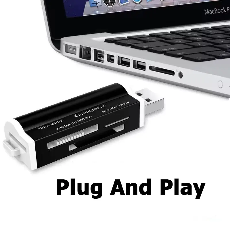 2Pcs Micro SD Card Reader 4-in-1 USB 2.0 Cardreader High Speed Data Transmission USB Adapter for TF/SD/Micro SD/MS PRO/M2 Card