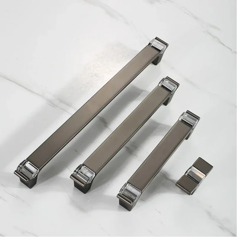 Modern Kitchen Cabinet Handles Crystal+Zinc Alloy Shoebox Closet Door Pulls Drawer Knobs Wardrobe Pullers Furniture Hardware