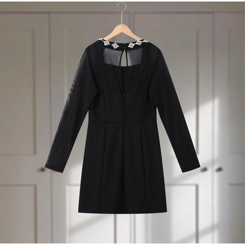 Embellished Mesh Patchwork Waist Crunch Dress 2 S82fd2fb7ed0f4a9486edfa37d873c662j