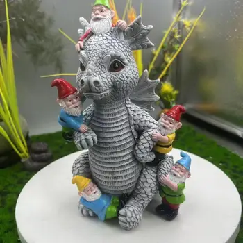 Dragon Gnome Statues Dragon Figurines Resin Animal Dragon Statues Outdoor Statue Gnome Garden Decor Spring Decorations For home 1