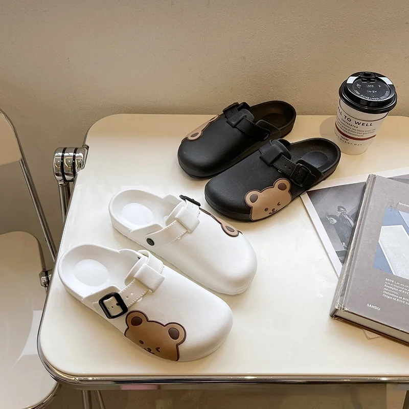 

Lady Slippers Women Flat Shoes Casual Beach Non-slip Slides Sandals Womens Garden Shoe Indoor Outdoor Baotou Lasies Home Slipper