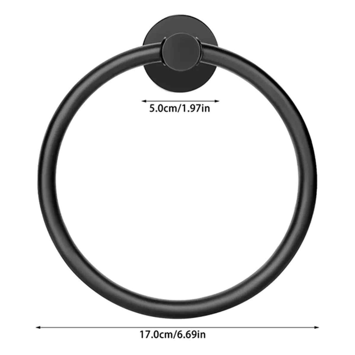 A10R 스테인레스 스틸 타월 링, 무광 블랙 핸드 타월 홀더, 원형 욕실 타월 걸이, 벽걸이형 수납 액세서리