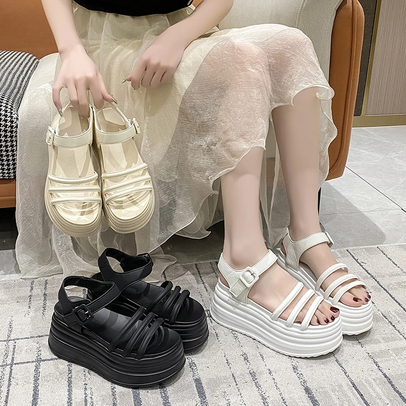 Heel 8cm Sandals Women Shoes Beach Shoes Hook Loop Women New