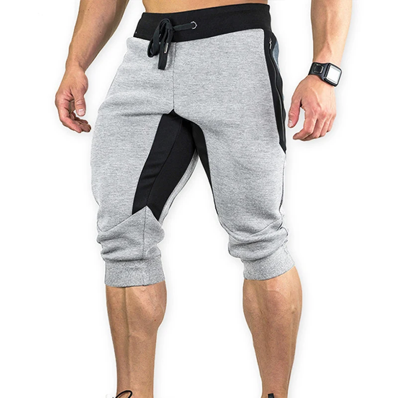 Mens Summer Shorts Running Workout Joggers  3/4 Capri Pants Slim Fit Fitness Drawstring Sweatpants Camping Gym Pants Below Knee