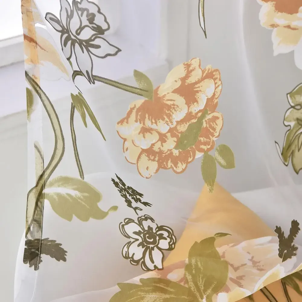 1 Panel Classical Flower Curtain Window Screening Customize Finished Products Purple Tulle Drape
