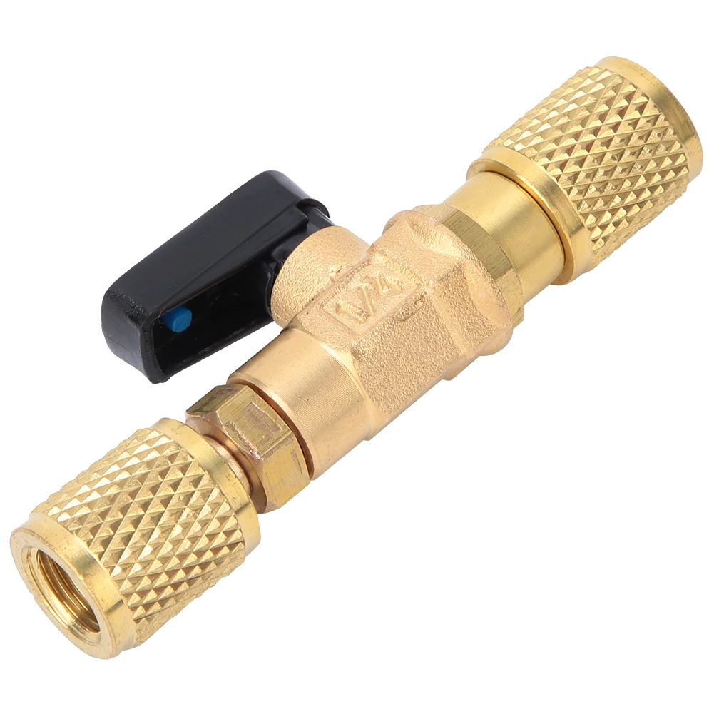 Brass Refrigeration Ball Valve Adapter Refrigerant Ball Valve Connector G1/4'' G1/4'' Refrigerant Adapter