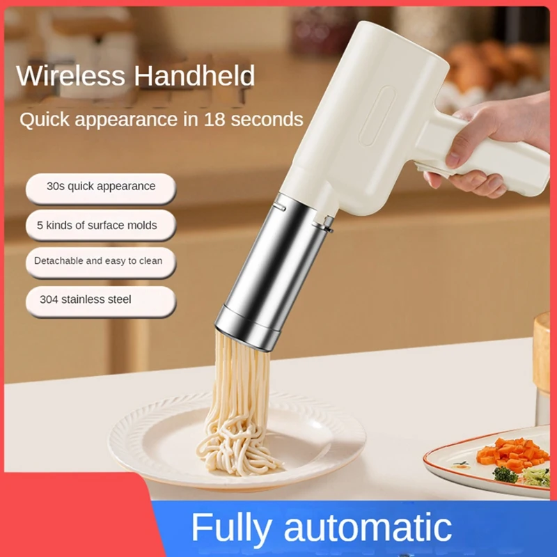 

Cordless Handheld Automatic Noodle Maker Pasta Machine Household USB Charging With 5 Mold Small Electric