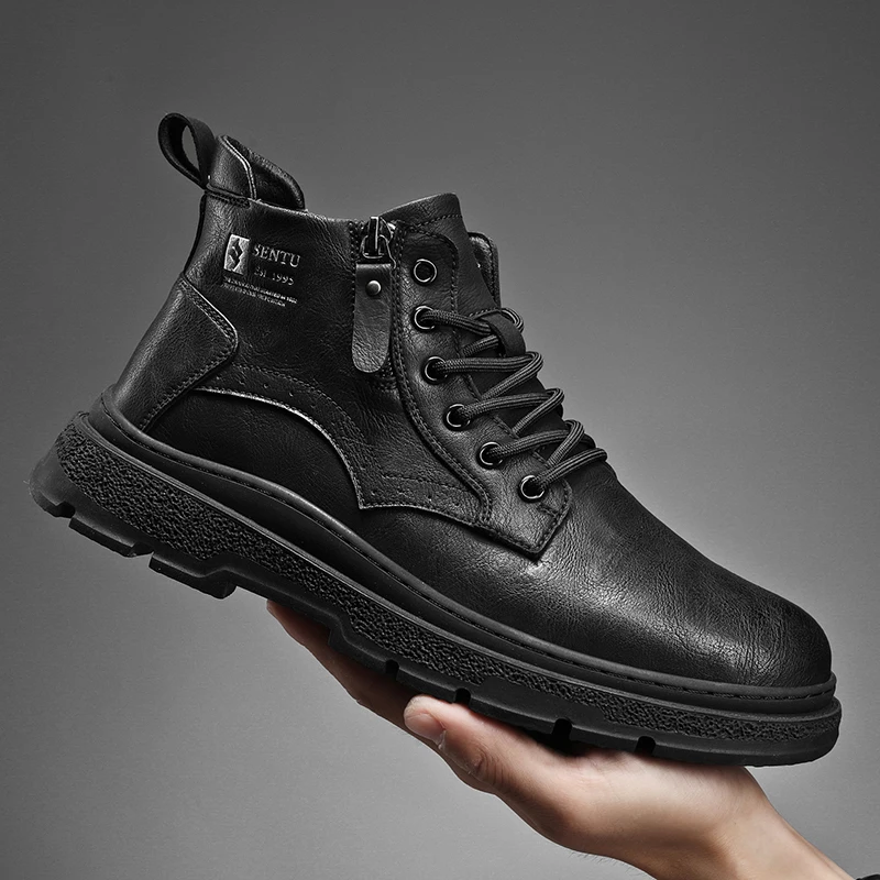 

Men's Chukka Boots Waterproof Leather Casual Lace Up Ankle Oxford Boots Daily Dress Shoes for Men