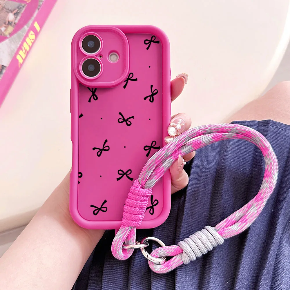 Funny Bowknot Wrist Chain Lanyard Phone Case
