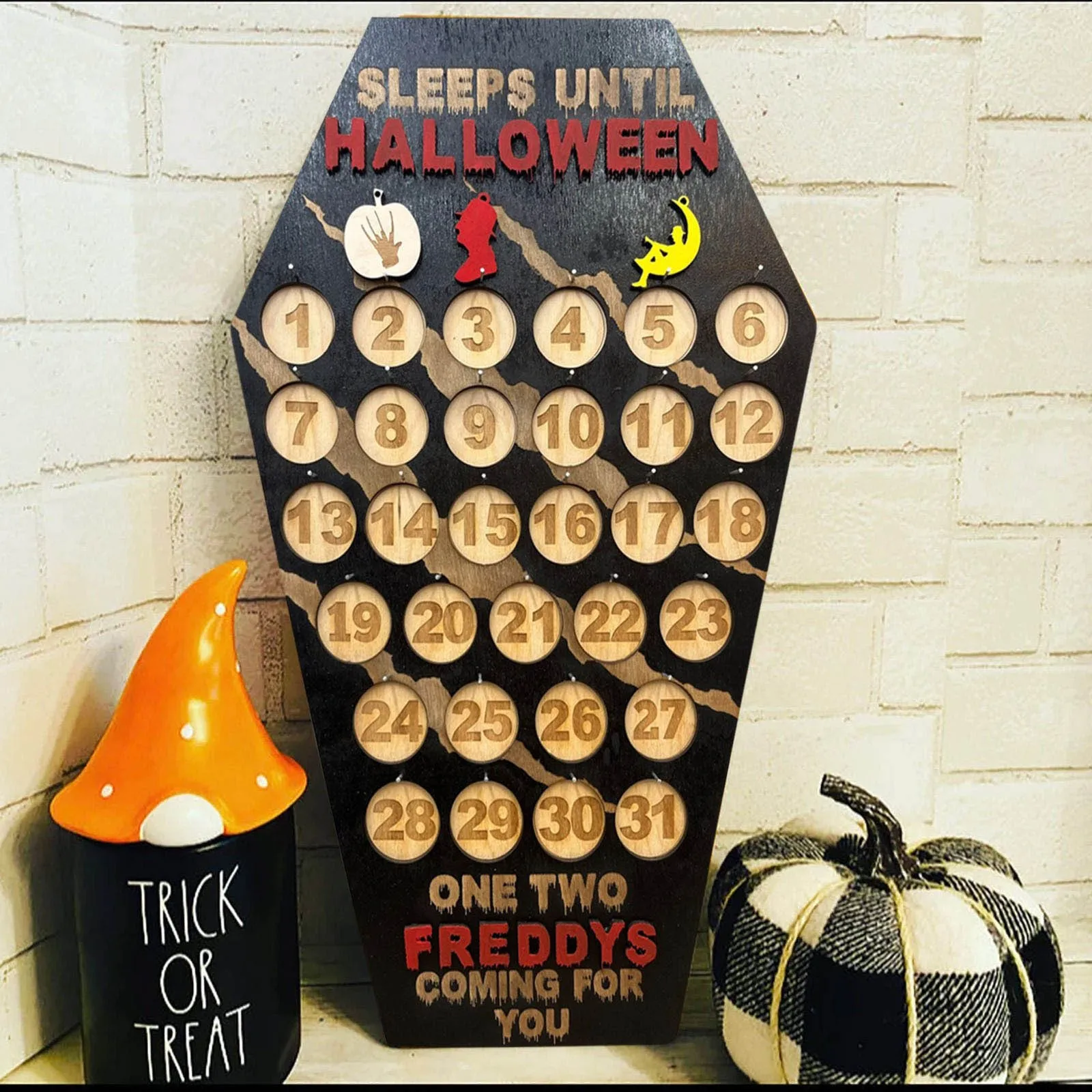 

Countdown to Halloween Calendar Wood Advent Coffin Number Funny 2023 31 Days Halloween Countdown Calendars for Kids