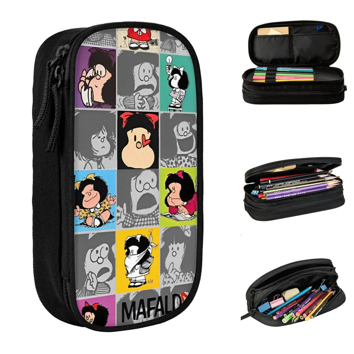 Fashion Mafalda Cartoon Pencil Case Anime Pencilcases Pen for Girls Boys Large Storage Bags Students School Gift Stationery