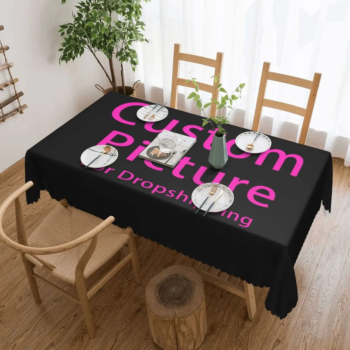 

Rectangular Oilproof Personalized Custom Photo Logo Table Cover Customized DIY Print Table Cloth Tablecloth for Dining