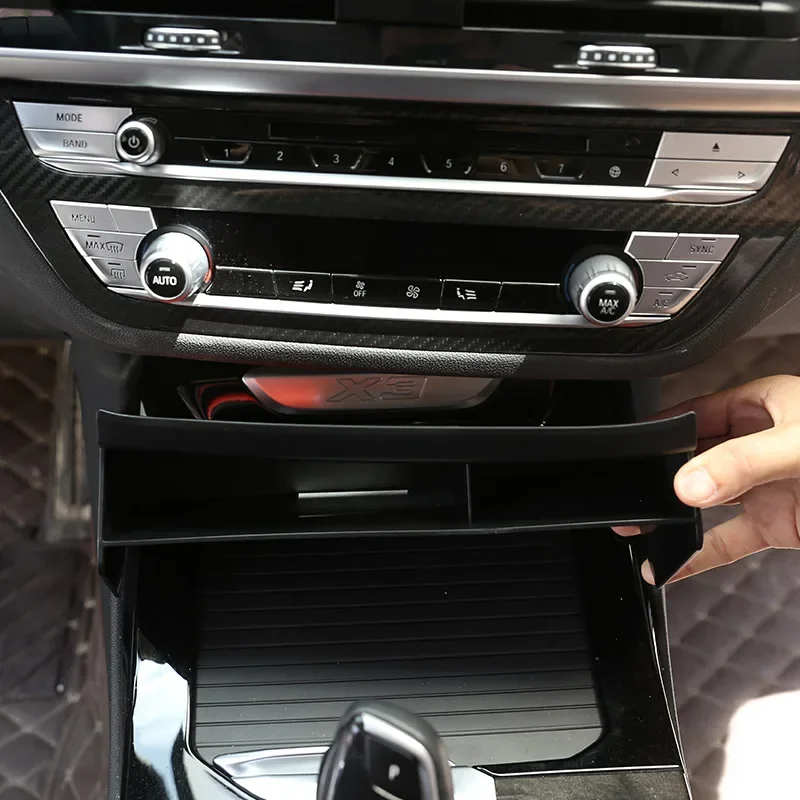 For BMW X3 X4 G01 G02 2018-2022 ABS Black Car Central Control Storage Box Phone storage Sundries box Car Accessories