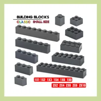 Building block 1X1 1X6 2X6 2X8 hole dark grey brick basic accessories education creativity compatible brand building block toy 1