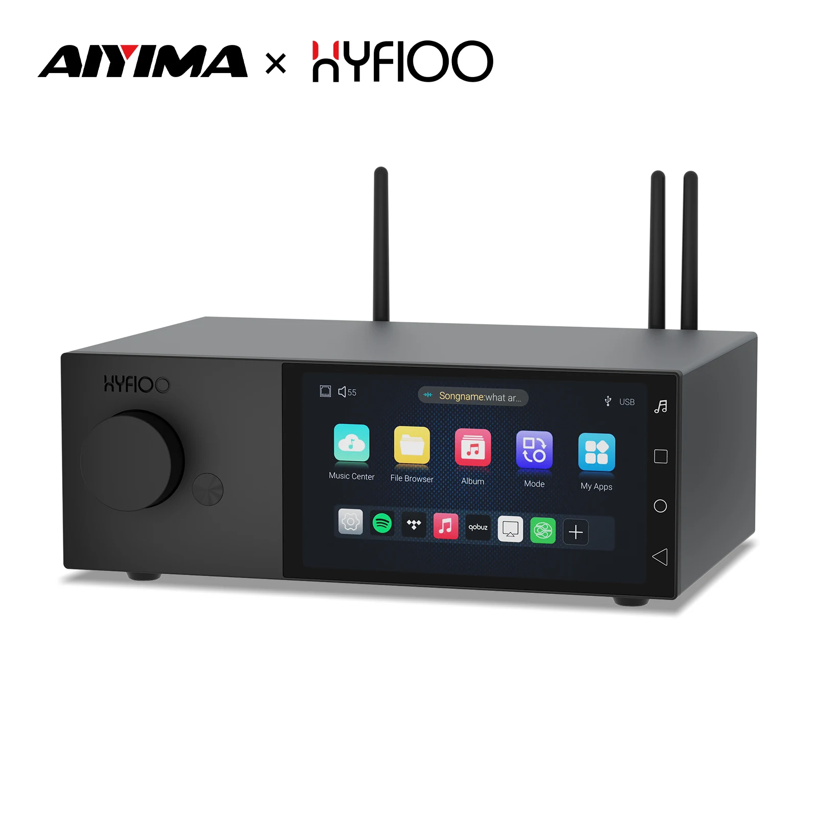 AIYIMA X HYFIOO DM100 Bluetooth 5.4 Music Streamer MP3 MP4 Player Media Wireless Audio Player 5.5 inch LCD Compatible with AirPlay NAS Spotify