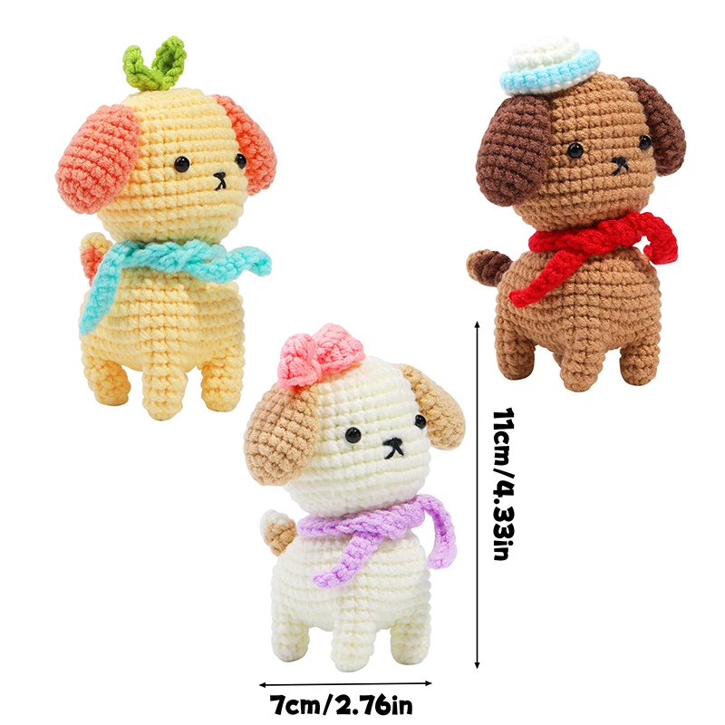 3 Color Dog Crochet Kit for Beginners Knitting Kit with Step-by-Step Instructions Video Crochet Yarn Accessories knitting needles crochet kit crochet hooks knitting supplies crochet needles knitting material knitting craft supplies