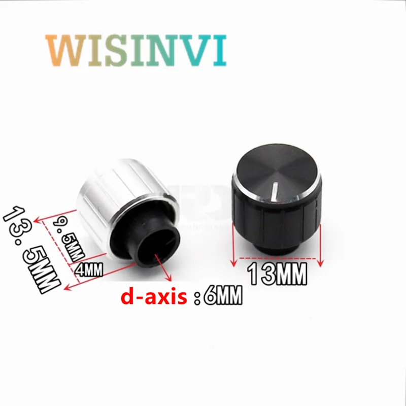 2 Stück 13x13 Aluminiumlegierung Halbwelle Potentiometer-Drehknopf Verstärker-Lautstärkeregler Griff mit 4mm Vorsprung, 6mm Loch – Detail 5