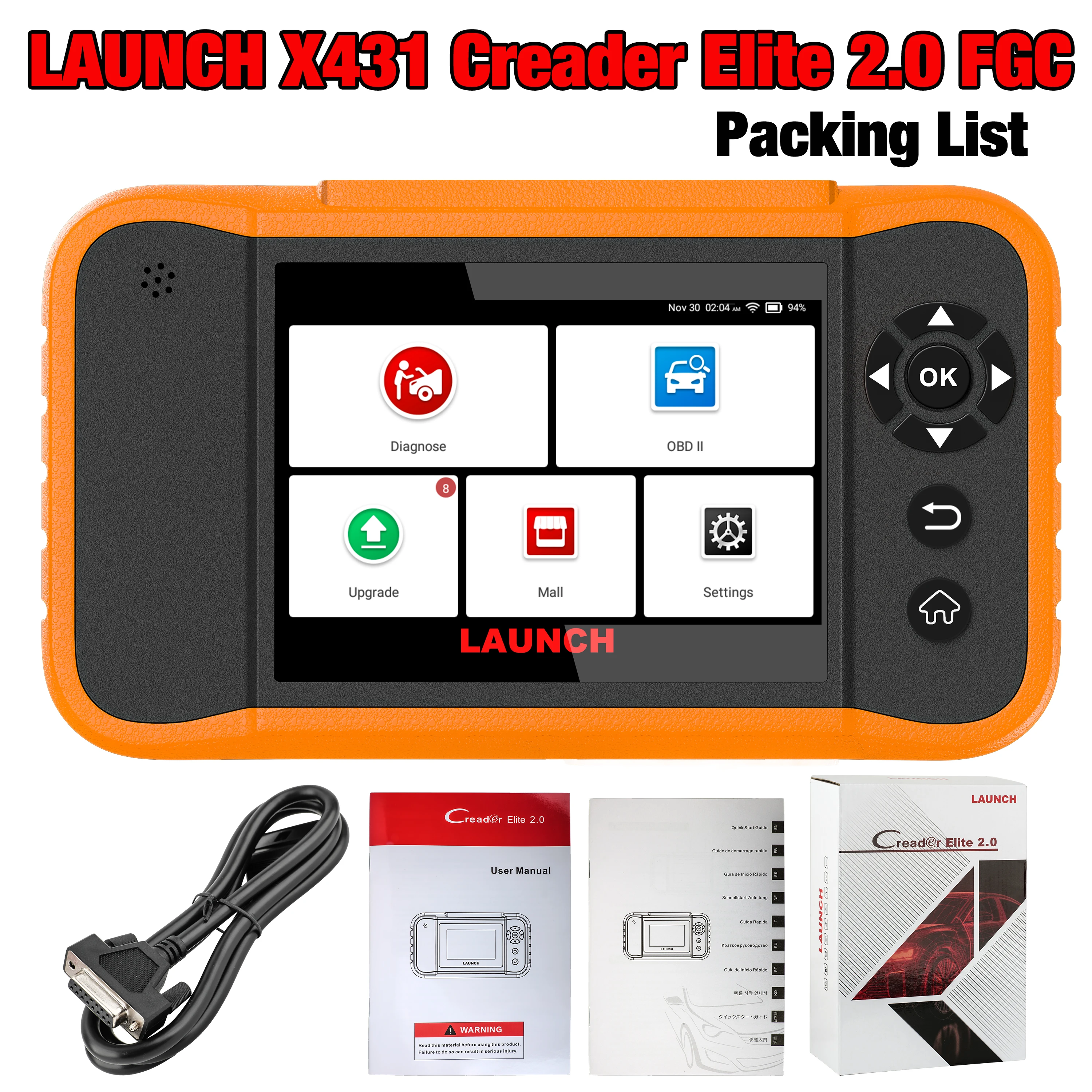 自動車診断ツール,LAUNCH-X431 fgc,OBD2ケーブル,全システム