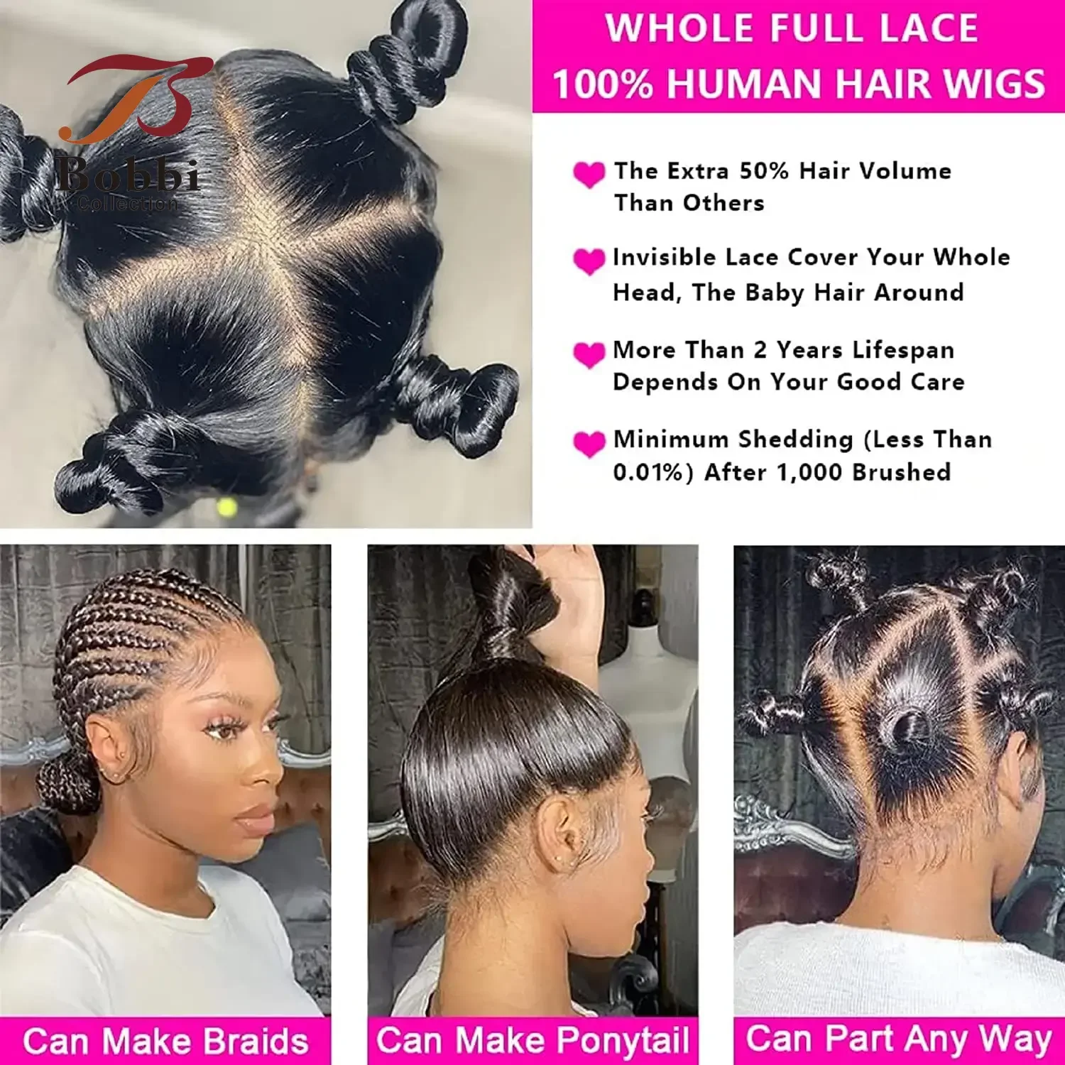 Full Lace Wig Human Hair Wig Deep Wave Pre-Plucked Transparent Lace with Baby Hair Natural Color Virgin Remy BOBBI