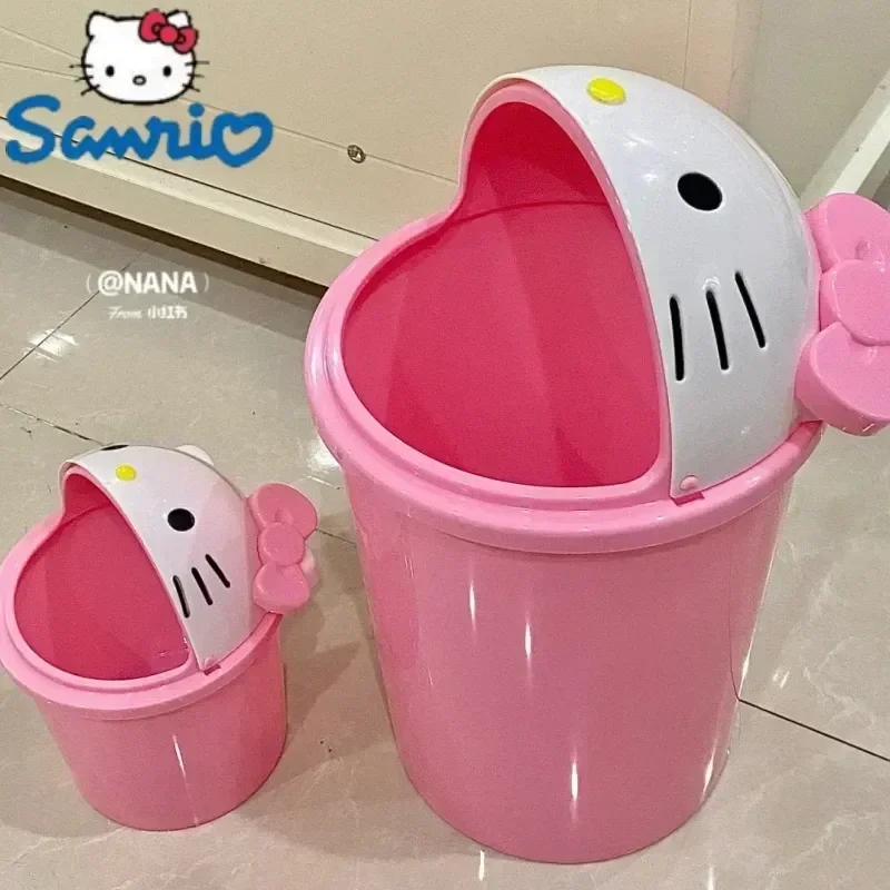 Sanrio Hello Kitty Dustbin Trash Can Rubbish Bin Garbage New Binsanrio Kawaii Trash KT Paper Basket Can Living Room Bedroom