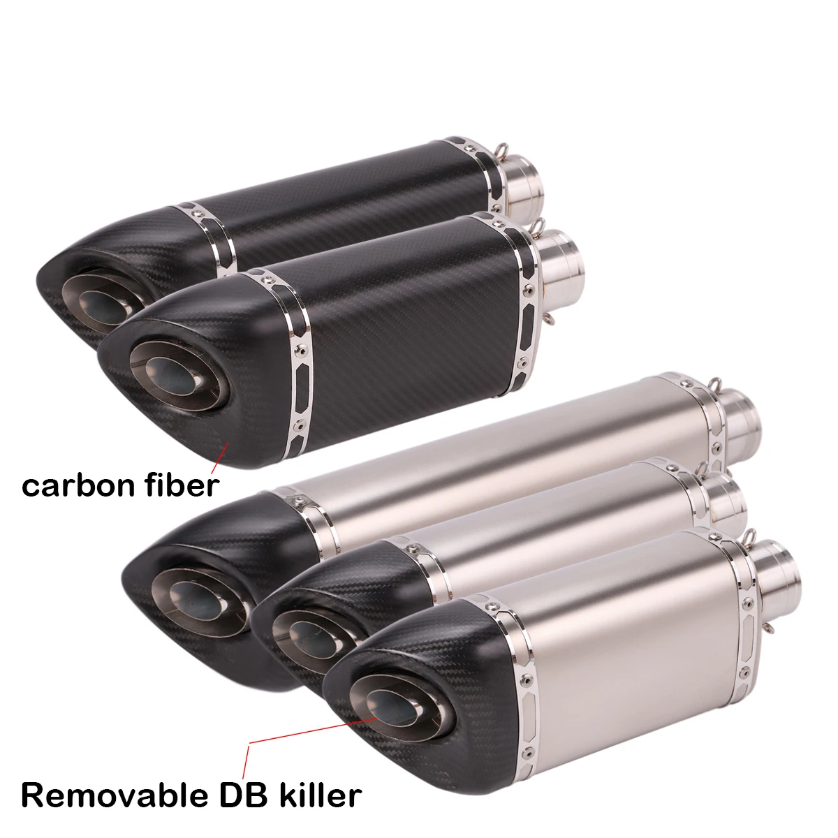 

Motorcycle Exhaust Muffler Tip Carbon Fiber Removable DB Killer 51mm Universal Silencer Slip On Moto Accessories 350/395/495mm