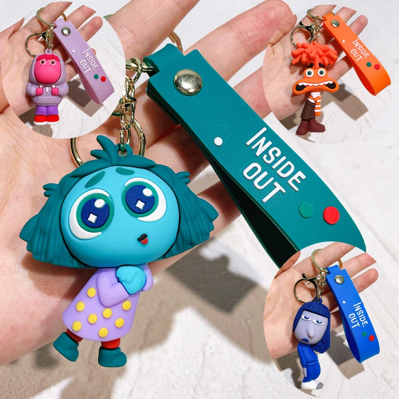 Inside Out 2 Envy Anxiety Embarrassment Ennui Silicone Doll Disney Anime Keychain Keyring Bag Accessories Decoration Toys Gifts