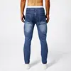 Two tone distressed patchwork jeans for men trendy jeans for summer thin straight leg pants slim fit small leg distressed jeans 2