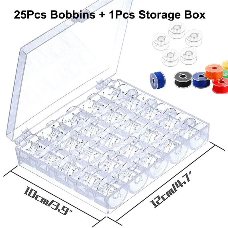 

25Pcs/Box Sewing Machine Bobbins Spools Sewing Empty Bobbins Spools Plastic Storage Box Bobbins For Home Sewing Tools Accessorie