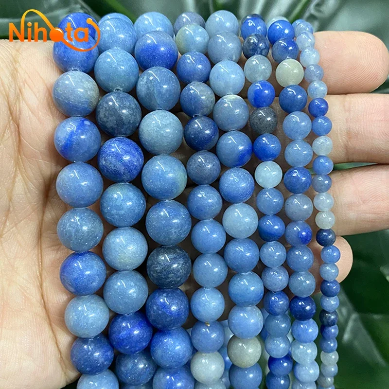 

Natural Smooth Faceted Blue Aventurine Round Loose Beads Diy Bracelet Accessories 4/6/8/10/12mm for Jewelry Making 15'' Strand