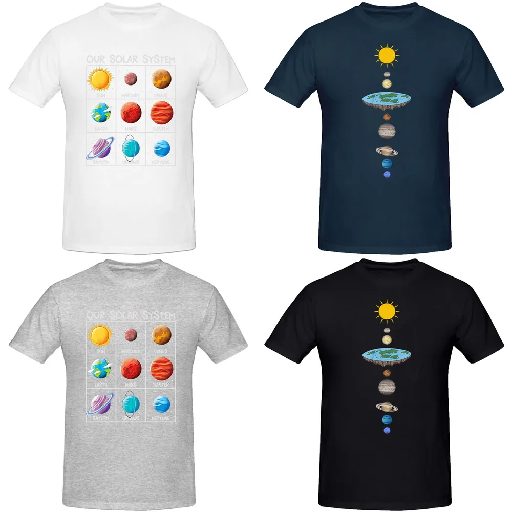 Herr t-shirt med solsystemtryck i bomull casual_voghion.com