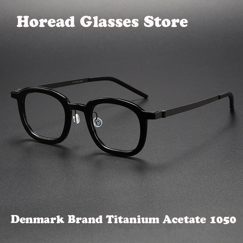 

Vintage Acetate Titanium Square Glasses Frame Men Women Prescription Eyeglasses Denmark Brand Myopia Optical Eyewear 1050 Gafas
