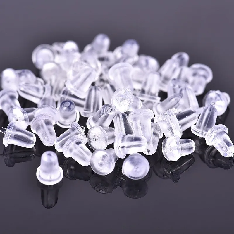 100pcs/lot Clear Soft Silicone Rubber Earring Backs Safety Bullet Stopper  Rubber Jewelry Accessories DIY Parts Ear Plugging - AliExpress